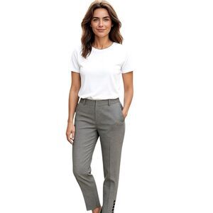 Talbots Women's Chatham Ankle Pants Button Hem Gray Side Zipper Size 10